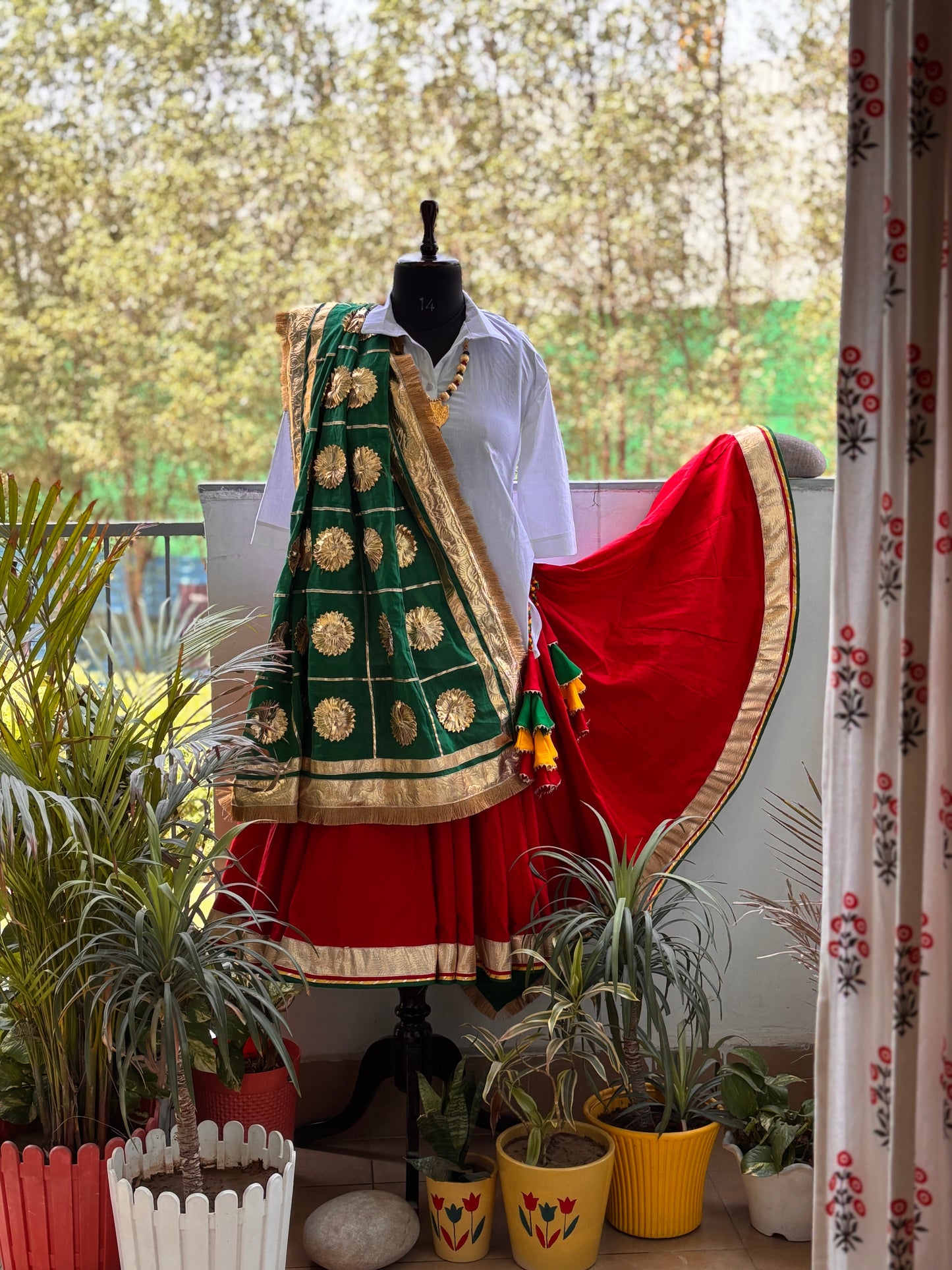 Premium Red Cotton Designer Daman Set with Lampi Gotta Work & Dupatta | Dhaakad Bazaar
