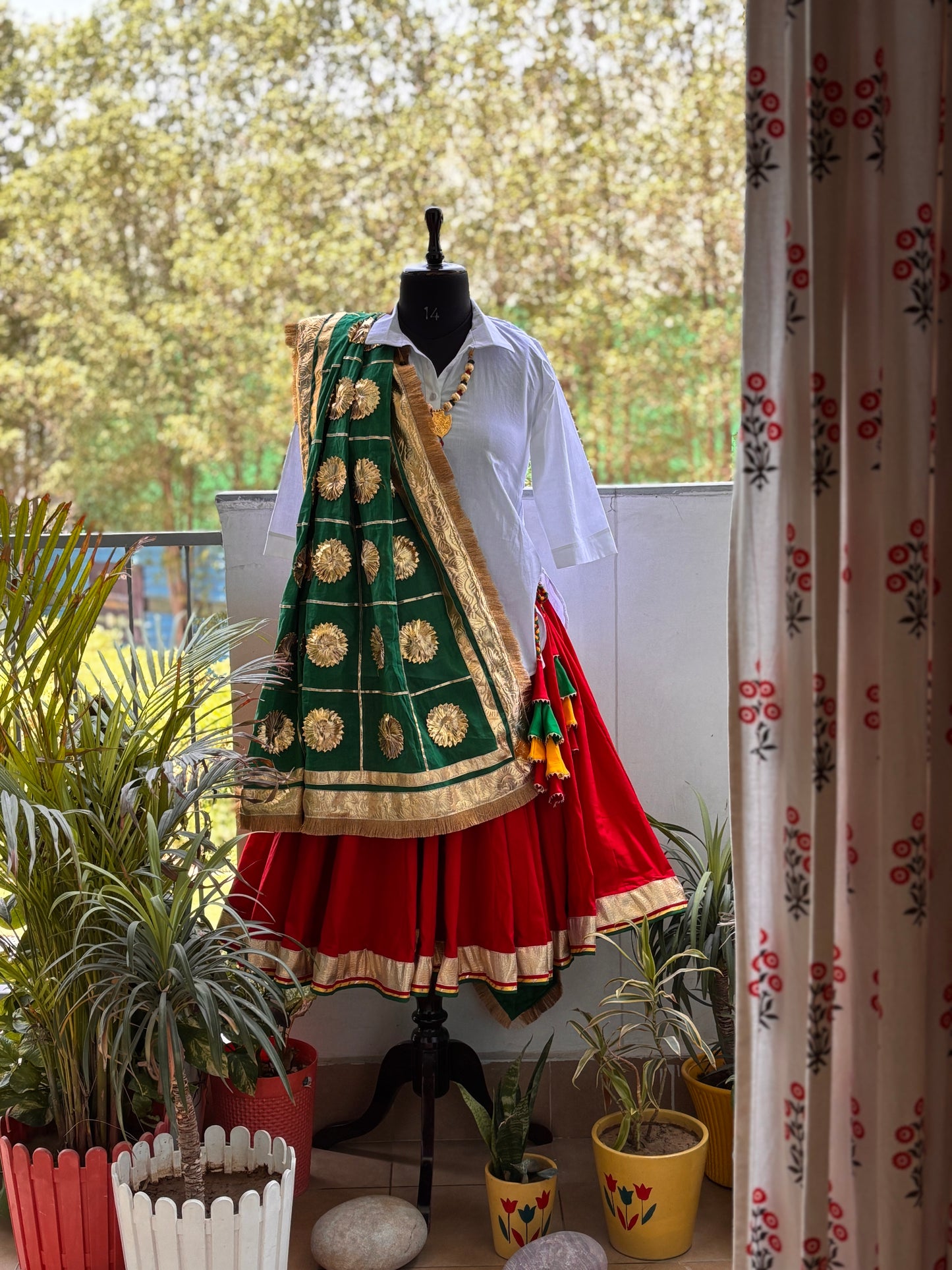Premium Red Cotton Designer Daman Set with Lampi Gotta Work & Dupatta | Dhaakad Bazaar