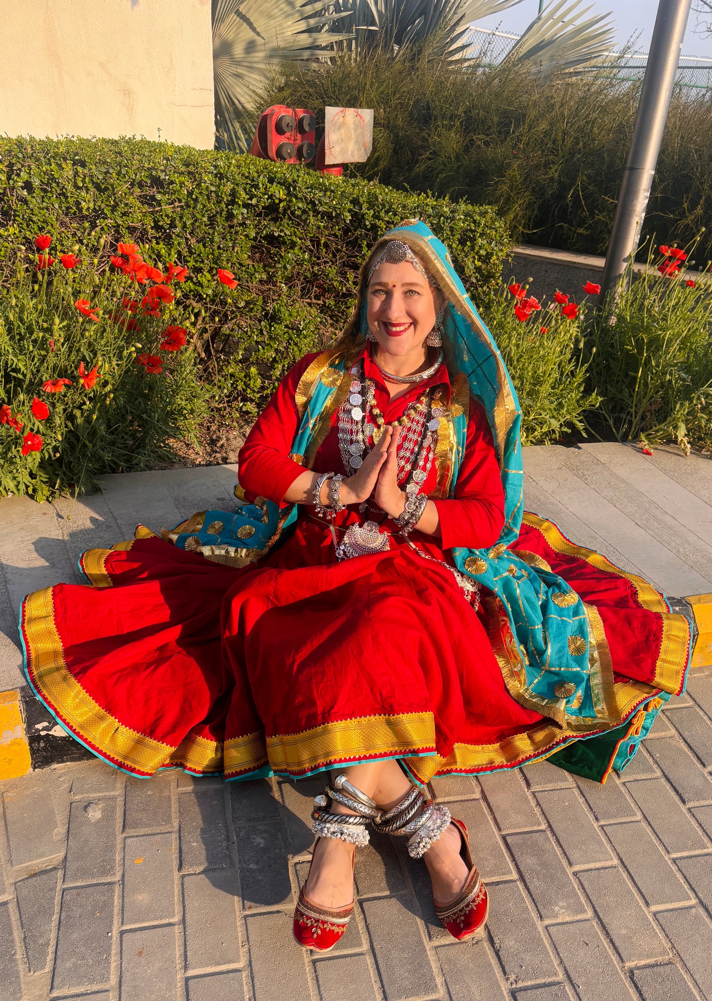 Maroon Royal Elegance Reversible Cotton Haryanvi Daman Kurti Chunni Set