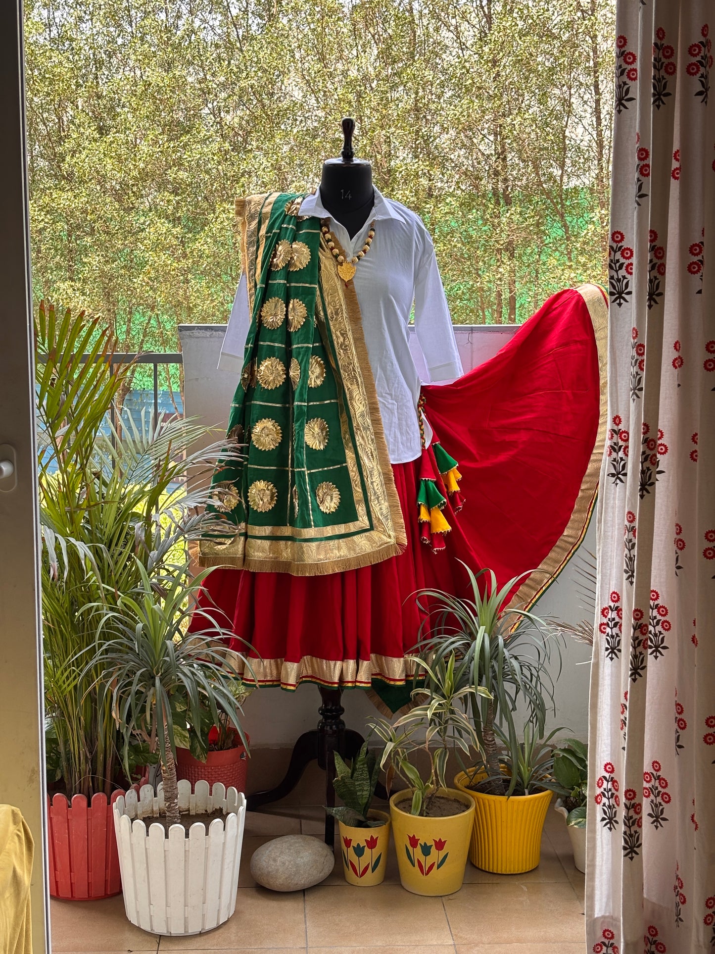 Premium Red Cotton Designer Daman Set with Lampi Gotta Work & Dupatta | Dhaakad Bazaar